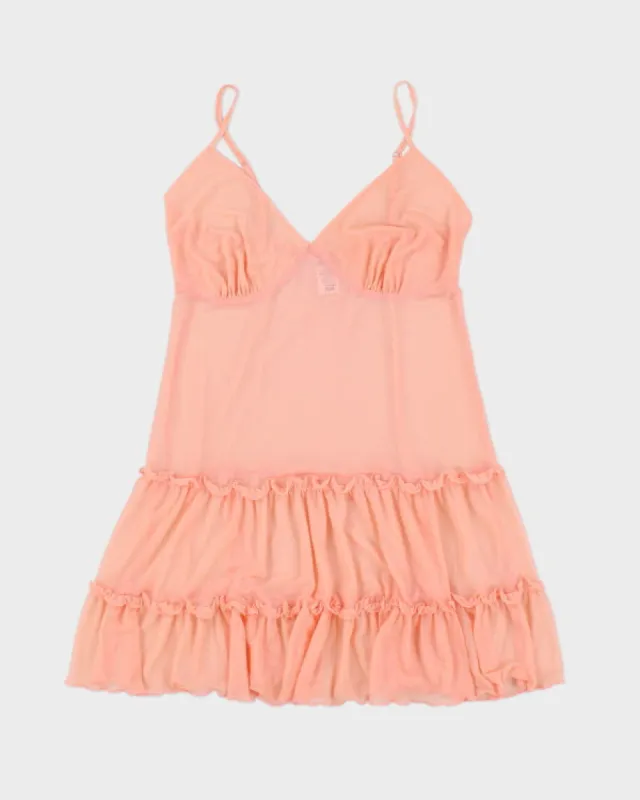 Y2k 00s La Vie En Rose Pink Mesh Mini Slip - M sold by Rokit