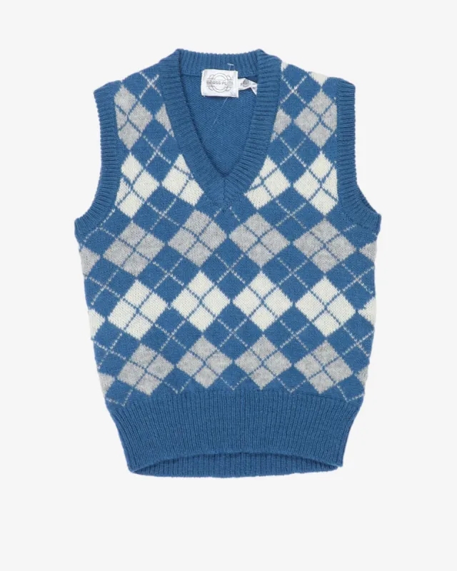 Nordstrom Blue Argyle Check Knit Vest Top - XS sold by Rokit