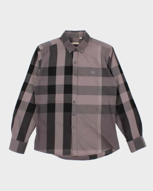 Womens Grey Burberry Check Button Up Shirt - M sold by Rokit