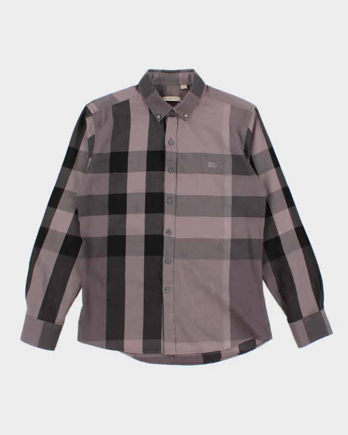 Womens Grey Burberry Check Button Up Shirt - M sold by Rokit