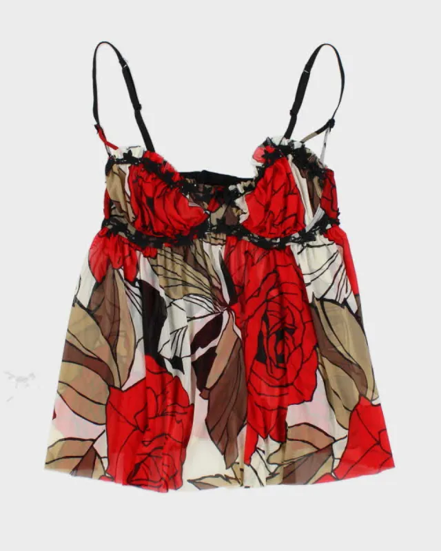 Y2k 00s La Senza Mesh Floral Cami - L sold by Rokit