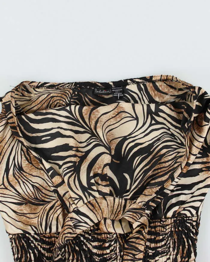 Vintage Y2k 00s Seduction Animal Print Satin Halter Neck Top - L sold by Rokit product image thumbnail 3