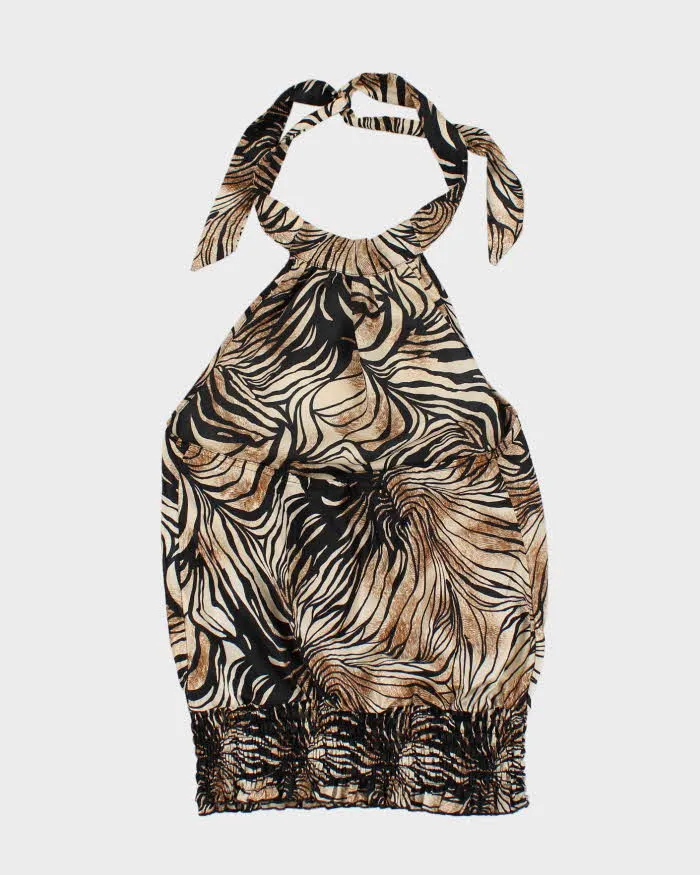 Vintage Y2k 00s Seduction Animal Print Satin Halter Neck Top - L sold by Rokit product image thumbnail 2