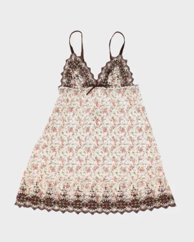 00s Y2k Blush Floral Mesh Lace Cami - S sold by Rokit