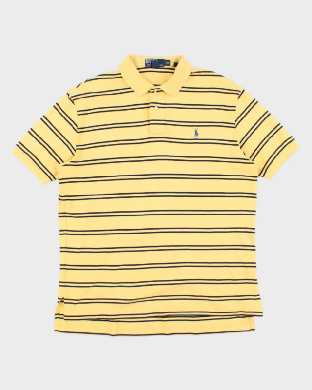 Mens Yellow Striped Ralph Lauren Polo Shirt - L sold by Rokit