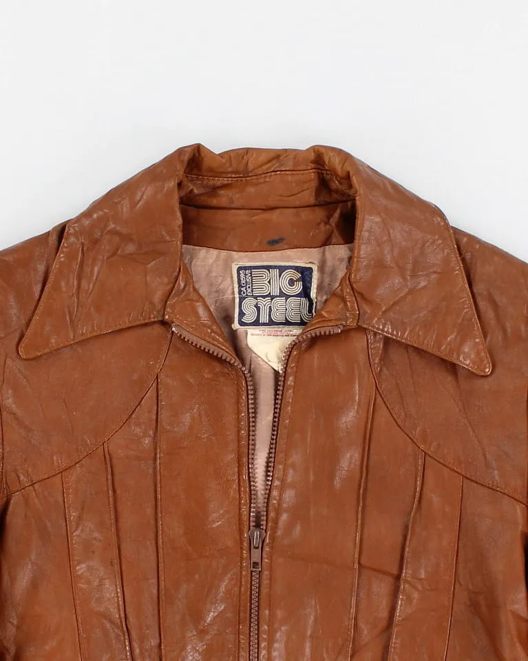 Vintage 70s Big Steel Brown Leather Jacket - S sold by Rokit product image thumbnail 3