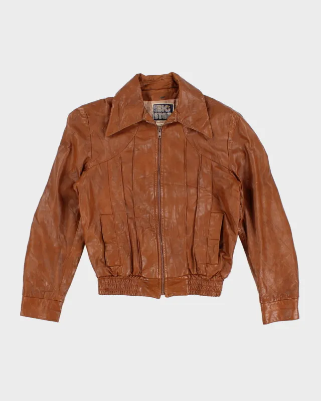 Vintage 70s Big Steel Brown Leather Jacket - S sold by Rokit
