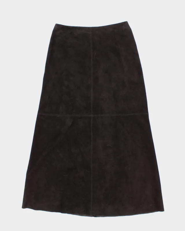 90's Leather Suede Black Skirt - W30 sold by Rokit