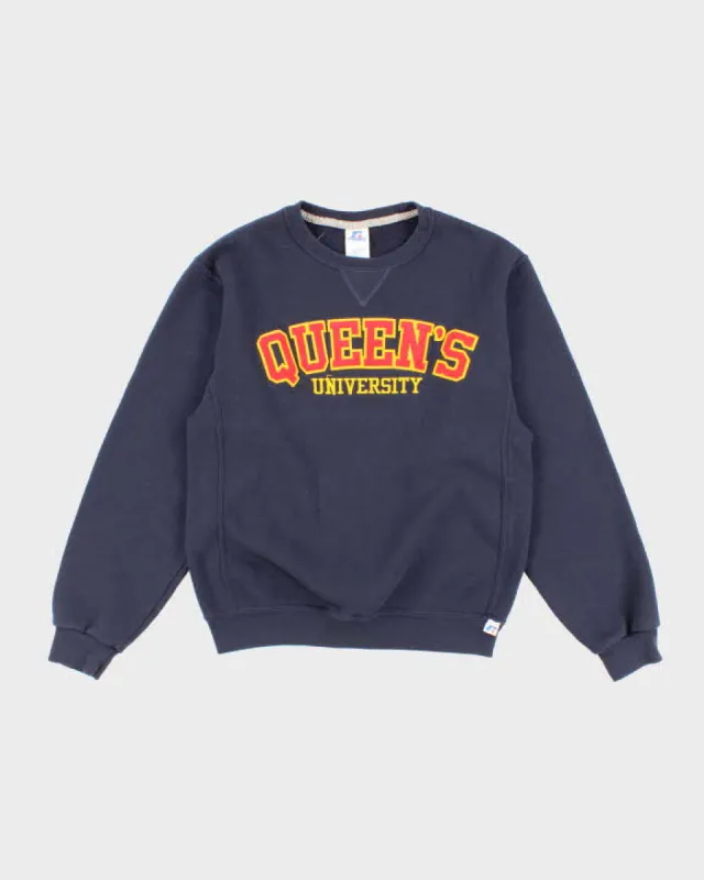 Vintage Men's Navy Russell Athletic Queens University Sweatshirt - S sold by Rokit