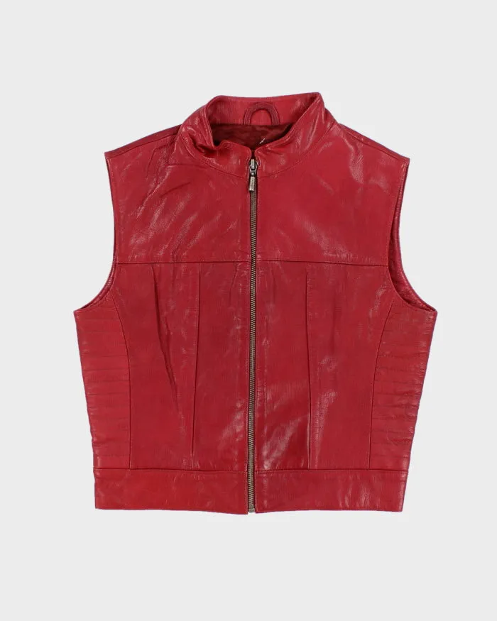 Women's Vintage 90s Red Leather Vest - S sold by Rokit