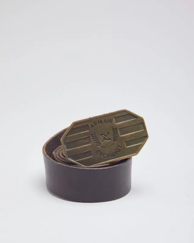 Armani Exchange Buckled Brown Leather Belt sold by Rokit
