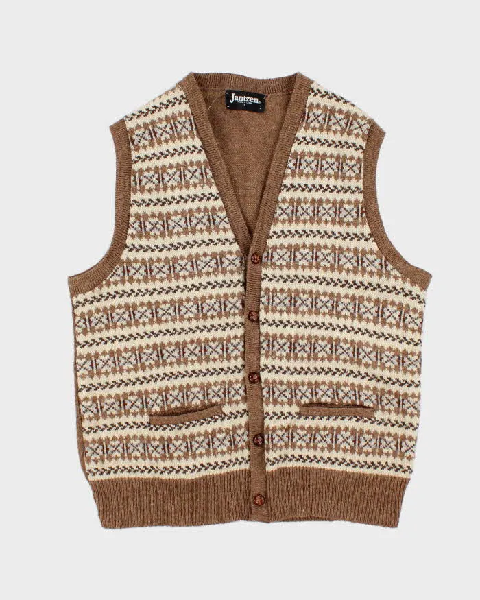 Beige Jantzen Sleeveless Cardigan - L sold by Rokit