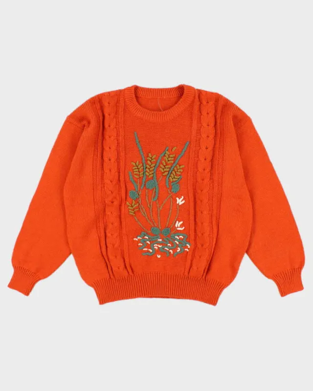 Darling Embroidered Orange Jumper - L sold by Rokit