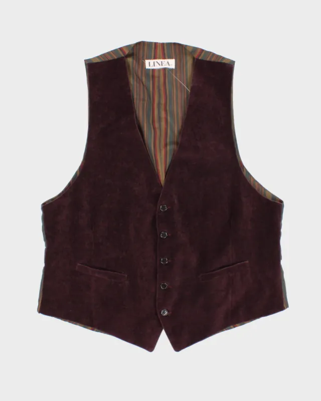 Vintage Linea Purple Velvet Waistcoat - L sold by Rokit