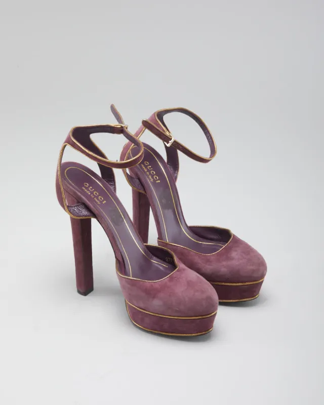 Women's Pink Gucci Suede Platform Heels - 3 sold by Rokit
