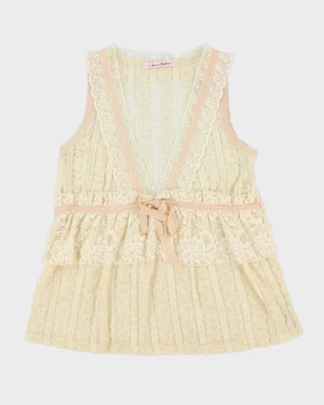 Y2k 00s Kam & Fashion Lace Top - M sold by Rokit
