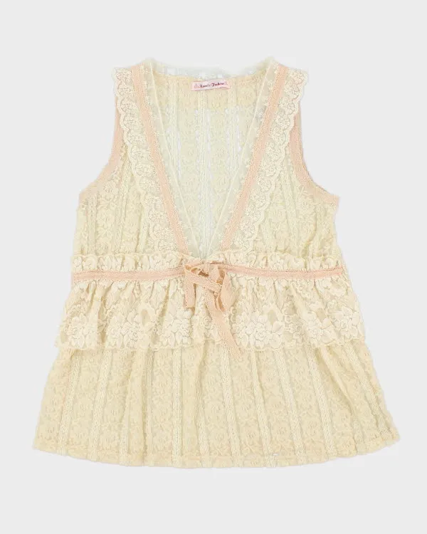 Y2k 00s Kam & Fashion Lace Top - M sold by Rokit