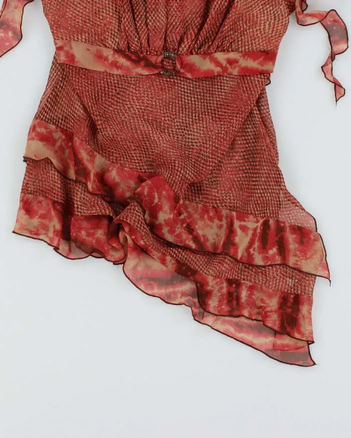 Y2k 00s XOXO Mesh Snake Print Ruffle Cami - M sold by Rokit product image thumbnail 4