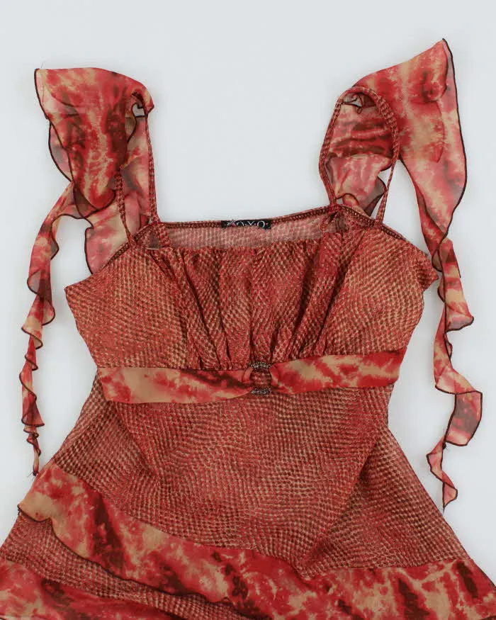 Y2k 00s XOXO Mesh Snake Print Ruffle Cami - M sold by Rokit product image thumbnail 3