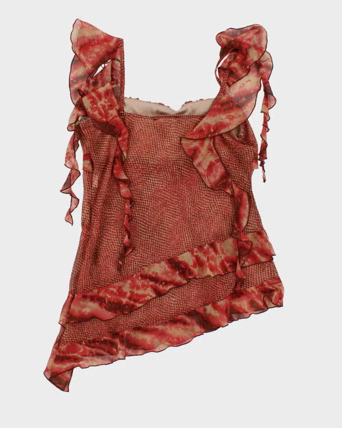 Y2k 00s XOXO Mesh Snake Print Ruffle Cami - M sold by Rokit product image thumbnail 2