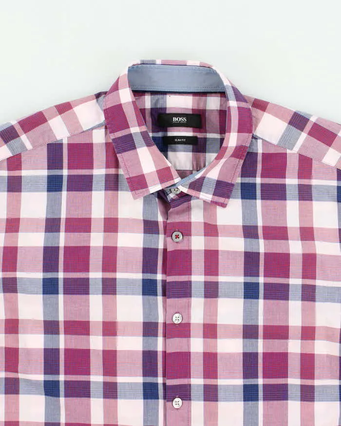 Men's Purple Boss Checked Button Up Shirt - L sold by Rokit product image thumbnail 3