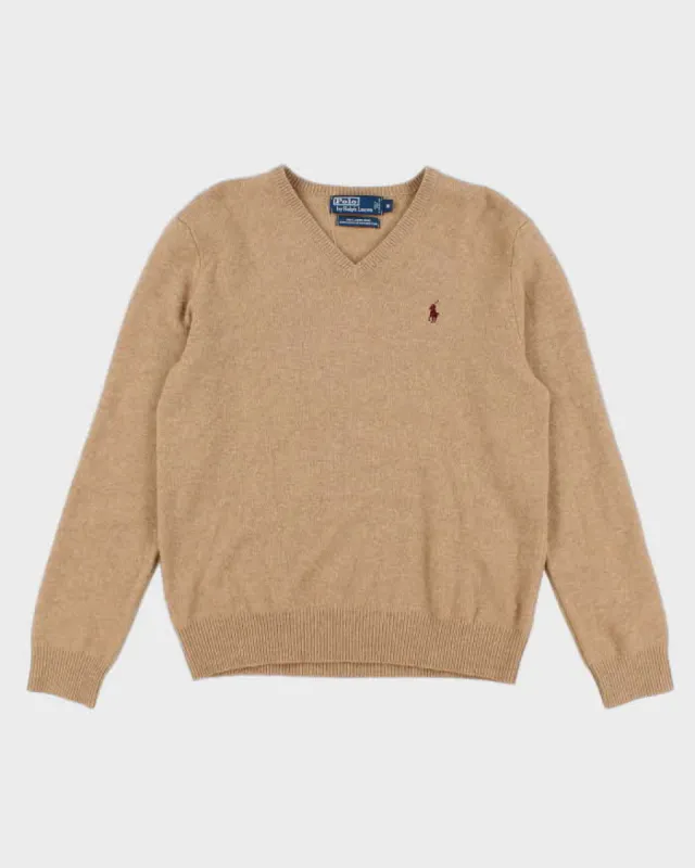 Men's Beige Ralph Lauren Knit Jumper - M made by Ralph Lauren