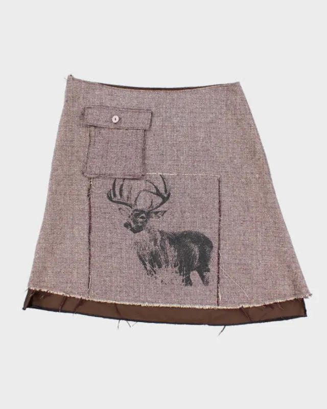 Vintage Woman's Tweed Stag Print Skirt - W36 sold by Rokit