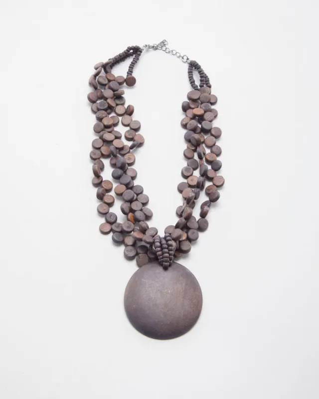 Vintage Beaded Wood Necklace sold by Rokit