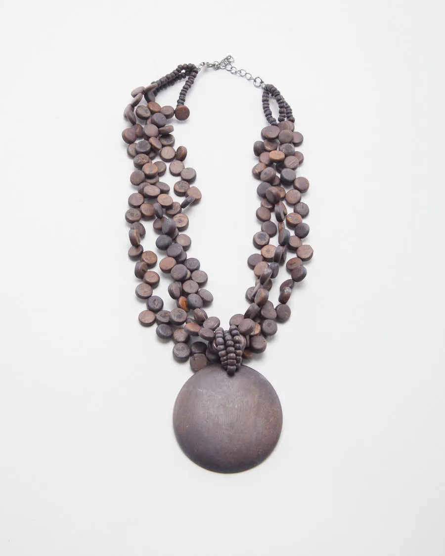 Vintage Beaded Wood Necklace sold by Rokit