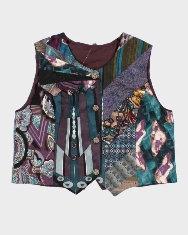 Vintage Darling Patchwork Style Silk Vest - M sold by Rokit