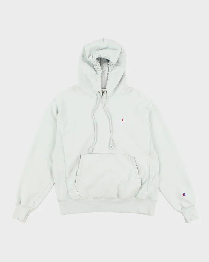 00s Champion Blue/Grey Reverse Weave Hoodie - M sold by Rokit