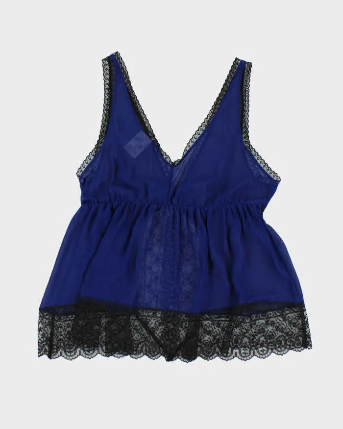 Vintage 90s In Bloom Blue Mesh Cami - L sold by Rokit product image thumbnail 2