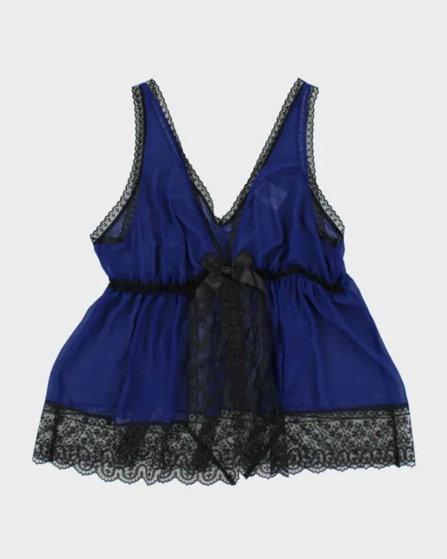 Vintage 90s In Bloom Blue Mesh Cami - L sold by Rokit
