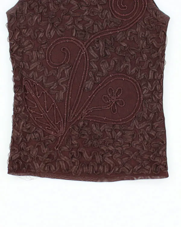 Y2k 00s Melanie Lynn Brown Embroidered Top - S sold by Rokit product image thumbnail 4