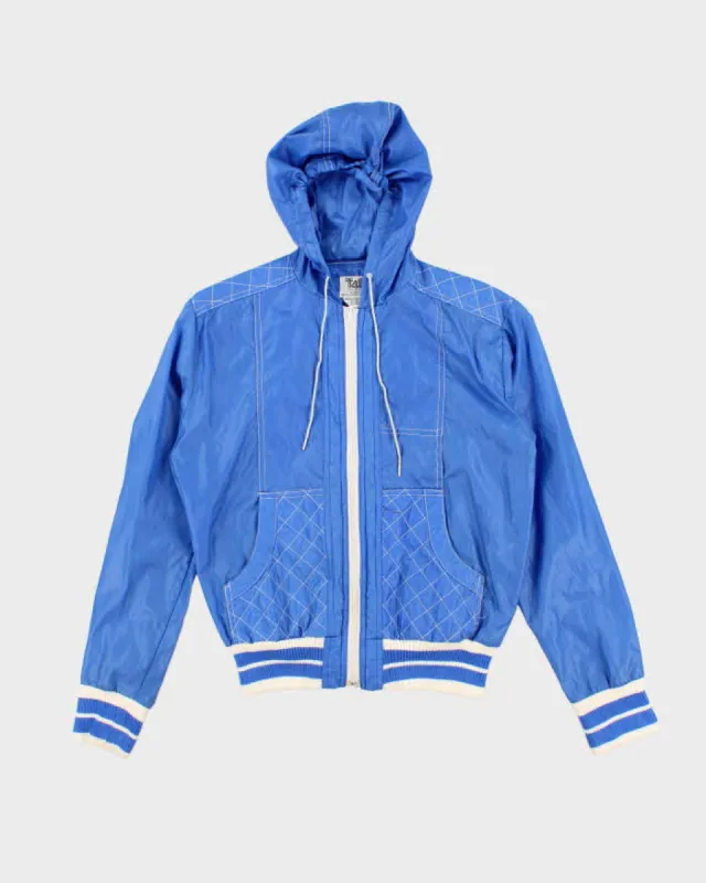 70's Vintage Men's Blue Hooded Windbreaker - S sold by Rokit