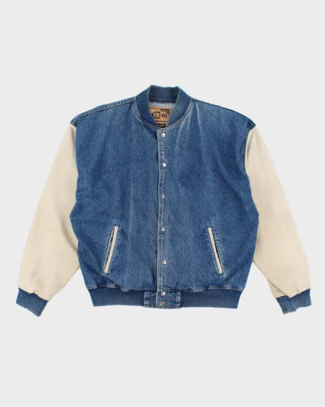 Vintage 90s Denim Oversized Bomber Jacket - L sold by Rokit