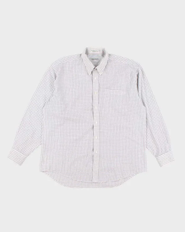 80s Vintage Mens Blue Balmain Checked Shirt - L sold by Rokit