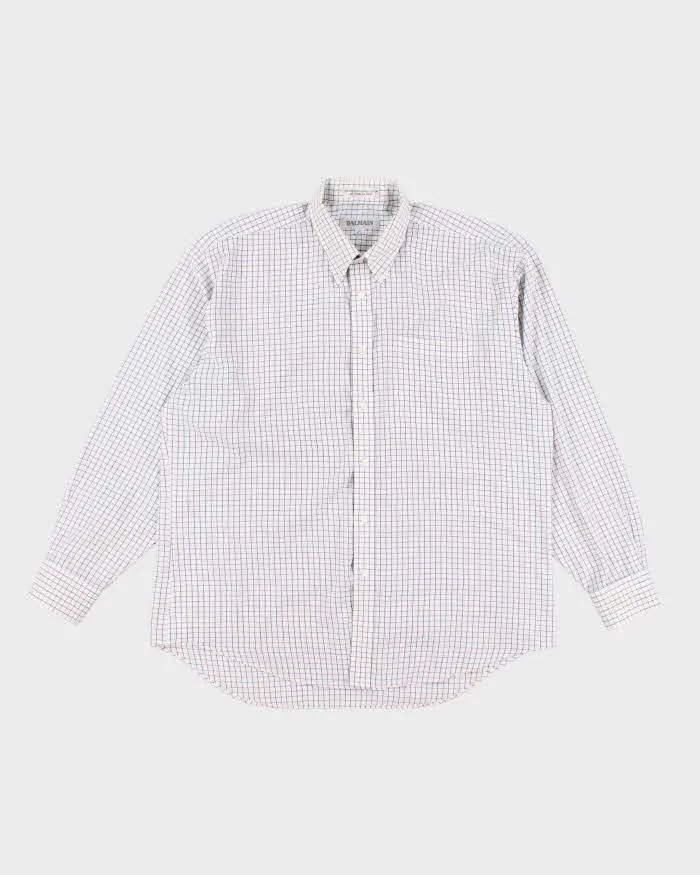 80s Vintage Mens Blue Balmain Checked Shirt - L sold by Rokit