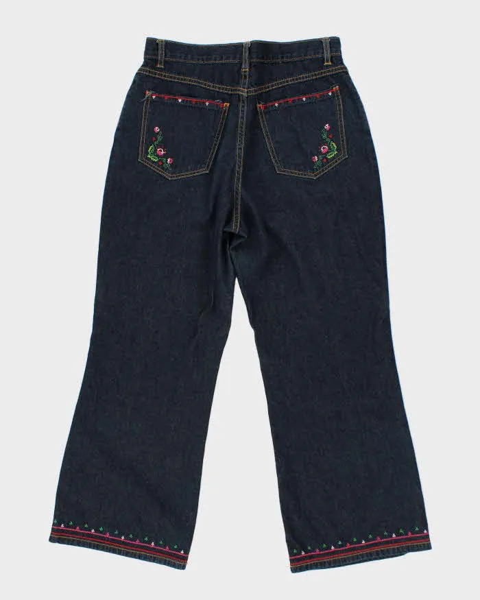Vintage Women's Embroidered Dark Wash Flares - W30 L24 sold by Rokit product image thumbnail 2