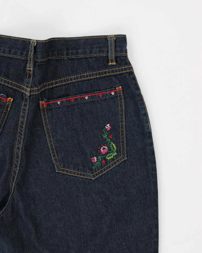 Vintage Women's Embroidered Dark Wash Flares - W30 L24 sold by Rokit product image thumbnail 3