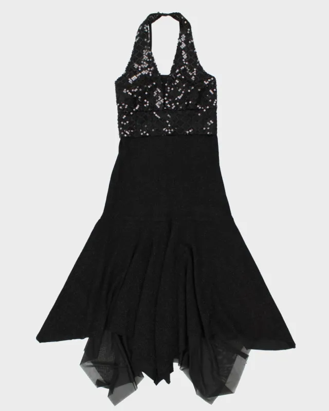 Y2K Halter Neck Black Maxi Dress - S sold by Rokit