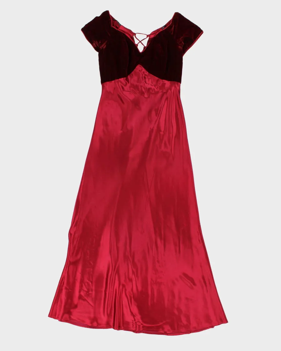 Vintage 80s Midnight Glo Velvet And Satin Maxi Dress - S sold by Rokit