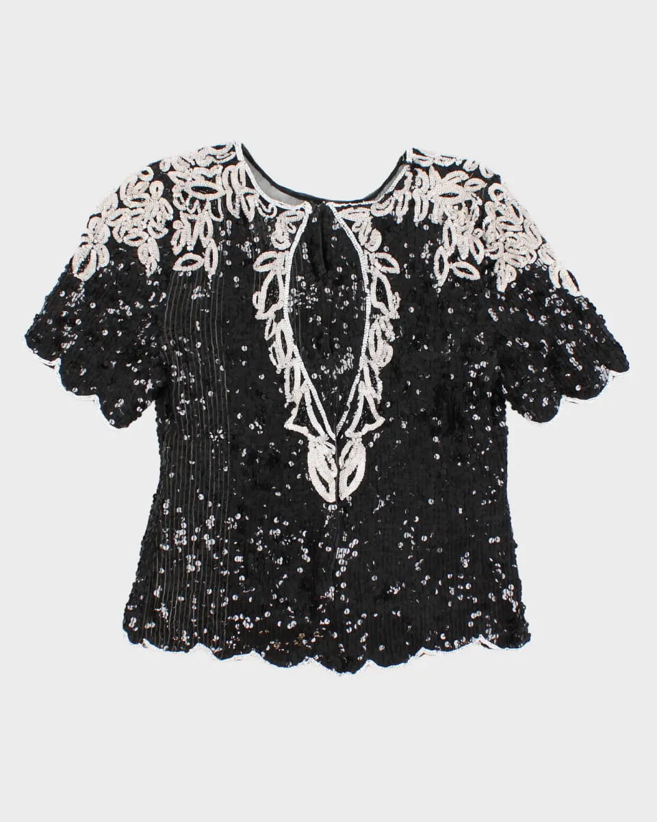 Black And White Sequinned Top - S sold by Rokit product image thumbnail 2