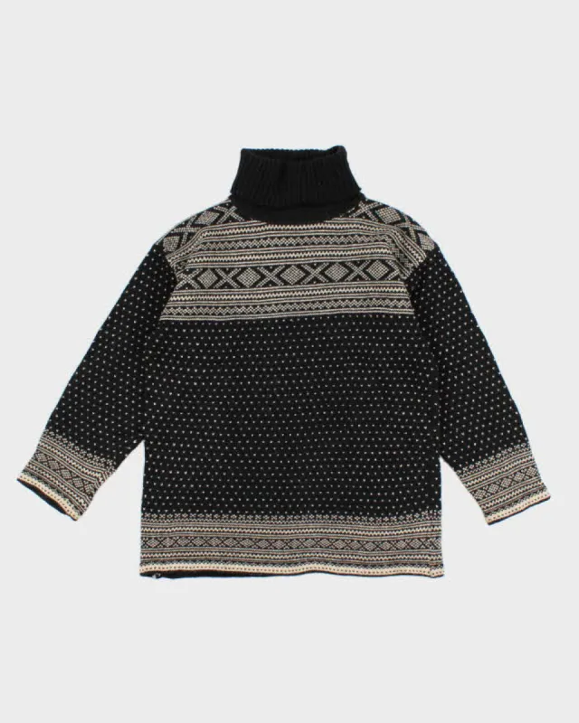 Vintage Lambswool Patterned Turtleneck - S sold by Rokit