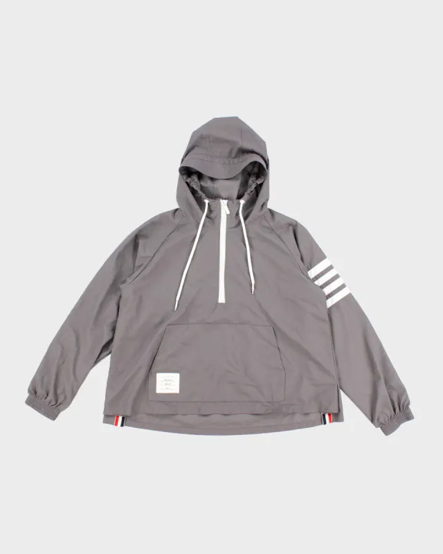 Womens Stone Grey Thom Browne Hooded Windbreaker Jacket - XS sold by Rokit