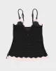 Woman's Black And Pink Lace Trim Camisole - S sold by Rokit