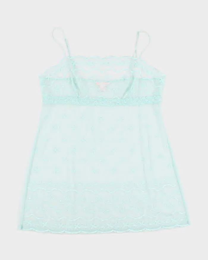 Y2k 00s Victoria's Secret Blue Mesh Slip - XL sold by Rokit