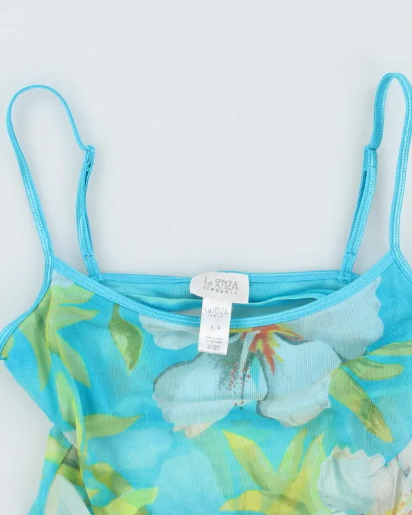 Y2k 00s La Senza Blue Floral Mesh Cami - S sold by Rokit product image thumbnail 3