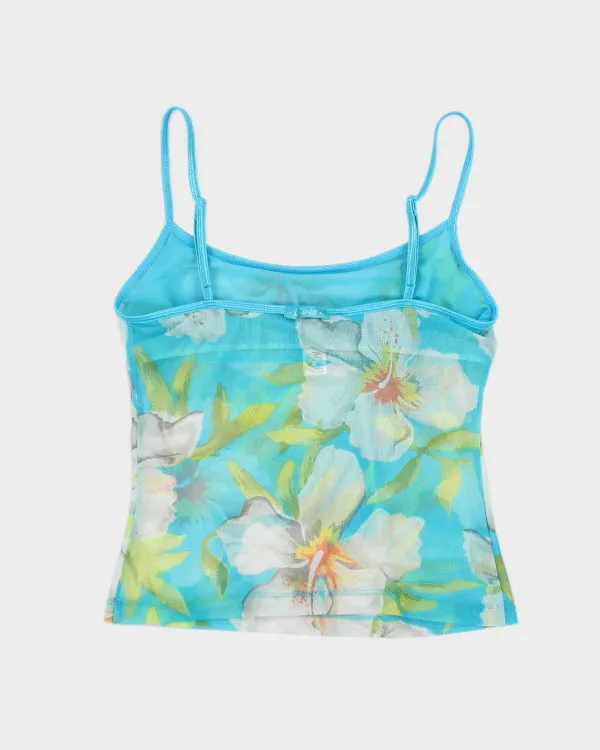 Y2k 00s La Senza Blue Floral Mesh Cami - S sold by Rokit product image thumbnail 2