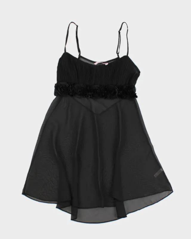 Y2k 00s La Ve En Rose Black  Mesh Slip Dress - S sold by Rokit